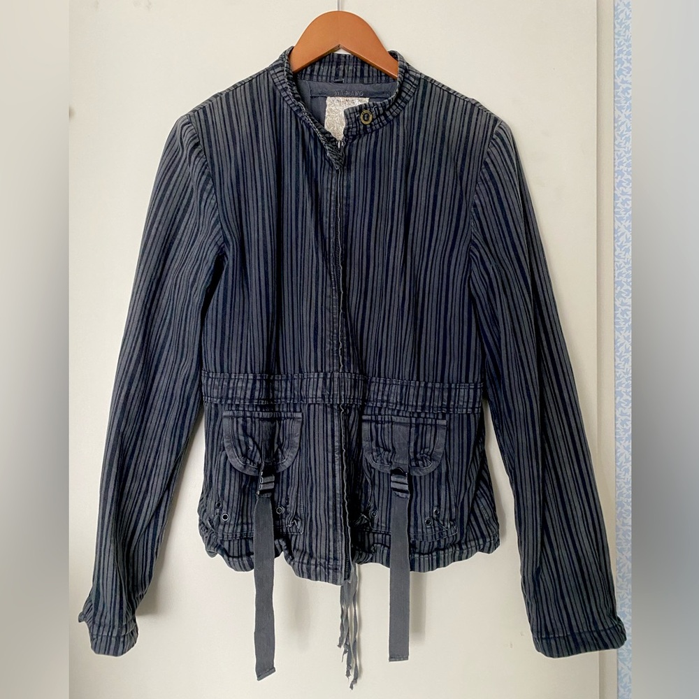 Da-Nang Women's Navy and Black Striped Utility Jacket